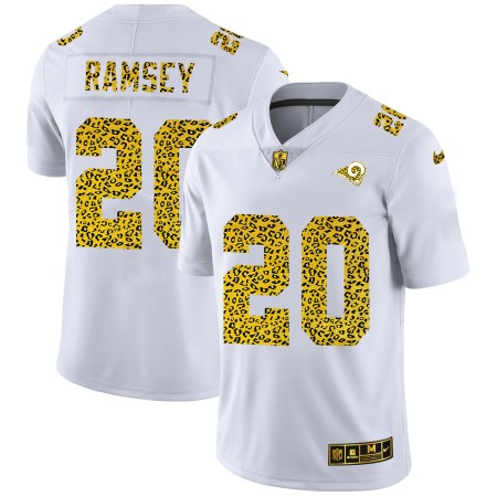 Camiseta Hombre NFL Los Angeles Rams Jalen Ramsey 20 Nike Flocked Leopard Print Blanco